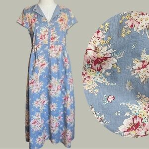 April Cornell vintage cottage floral midi dress retro size 6 8 10